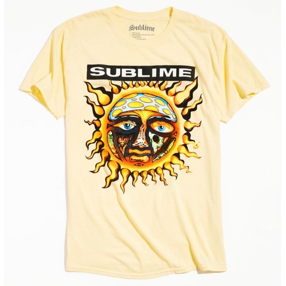 Sublime Sun Puff Print Yellow & Black Band T-Shirt - Picture 1 of 2